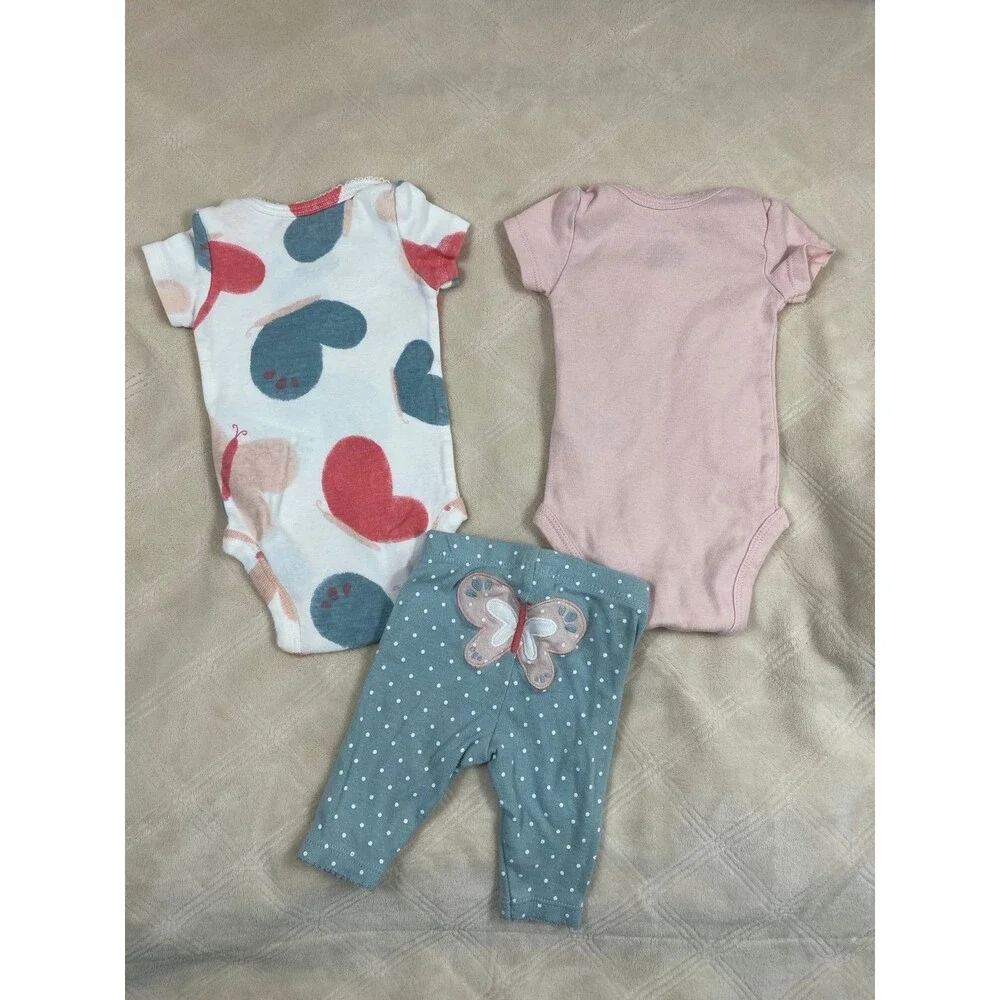 Carter’s Newborn Baby Girl Outfit Bundle Butterfly Hearts NB